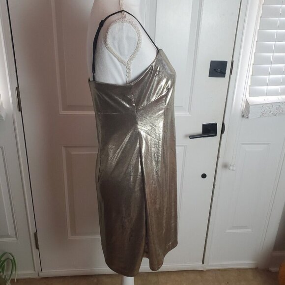 Urban Outfitters Silence + Noise Drita Dress Large Gold Metallic Mini Slip‎ - Picture 2 of 10